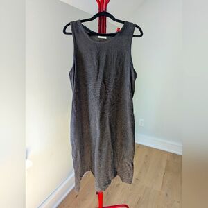 Conscious Clothing Linen Tank Dress In Espresso Dot Size Large